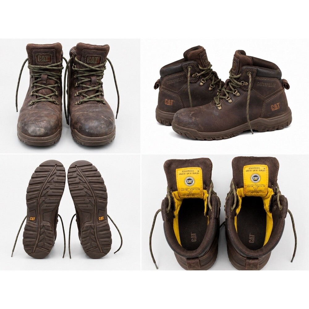 CAT Caterpillar Mae Waterproof Steel Toe Work Boots Women’s 8.5W Brown P91011 EH